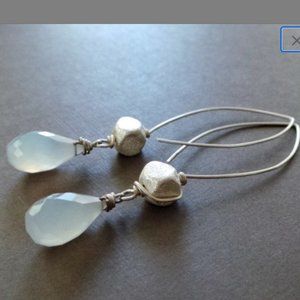 Cloudy Sky Chalcedony Sterling Earrings